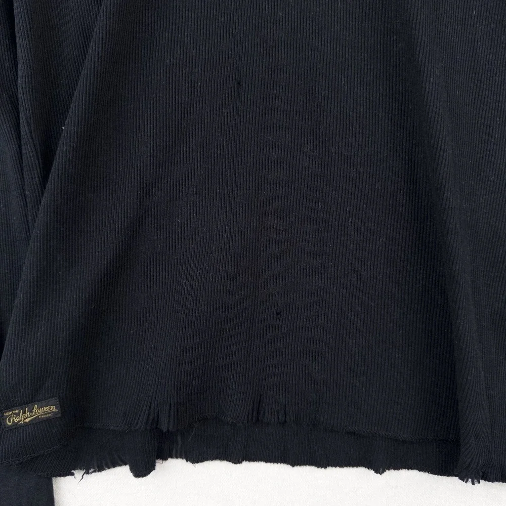 Polo Ralph Lauren Black Ribbed Lightweight Henley Shirt Men's L *Distressed